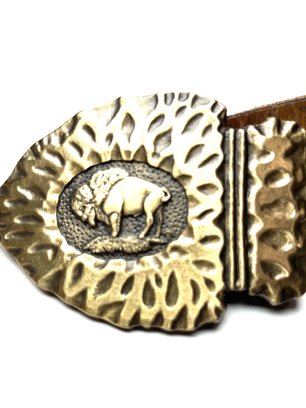 Gold-Tone Buffalo Western Leather Belt